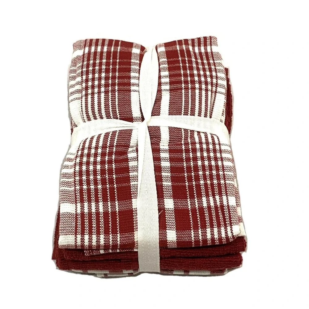 celebrate kitchen towel‎ set of 4 16 x 26 in inches dark red & white striped